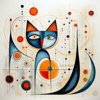 Katze Kitty Gesicht abstrakt Karikatur surreal spielerisch Gemälde Illustration tätowieren Geometrie modern foto