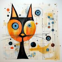 Katze Kitty Gesicht abstrakt Karikatur surreal spielerisch Gemälde Illustration tätowieren Geometrie modern foto