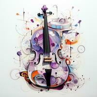 Cello Violine abstrakt Karikatur surreal spielerisch Gemälde Illustration tätowieren Geometrie modern foto