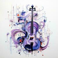 Cello Violine abstrakt Karikatur surreal spielerisch Gemälde Illustration tätowieren Geometrie modern foto