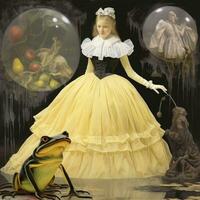 Frosch Foto abstrakt Collage Sammelalbum Gelb retro Jahrgang surrealistisch Illustration