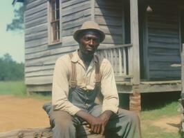 afrikanisch amerikanisch Mann von das früh 1900s farbig alt Foto ai generativ