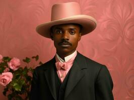 afrikanisch amerikanisch Mann von das früh 1900s farbig alt Foto ai generativ