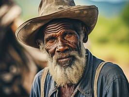 afrikanisch amerikanisch Mann von das früh 1900s farbig alt Foto ai generativ