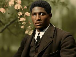 afrikanisch amerikanisch Mann von das früh 1900s farbig alt Foto ai generativ