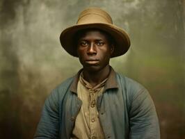 afrikanisch amerikanisch Mann von das früh 1900s farbig alt Foto ai generativ