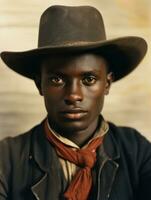 afrikanisch amerikanisch Mann von das früh 1900s farbig alt Foto ai generativ