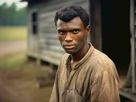 afrikanisch amerikanisch Mann von das früh 1900s farbig alt Foto ai generativ