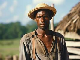 afrikanisch amerikanisch Mann von das früh 1900s farbig alt Foto ai generativ