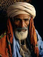 arabisch Mann von das früh 1900s farbig alt Foto ai generativ