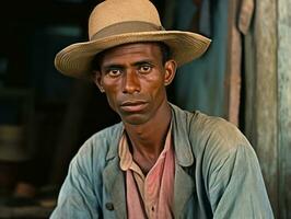 Brasilianer Mann von das früh 1900s farbig alt Foto ai generativ