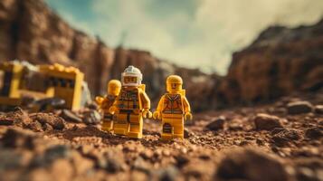 Lego Charakter einschiffen auf Epos Abenteuer mit freunde ai generativ foto