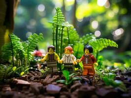 Lego Charakter einschiffen auf Epos Abenteuer mit freunde ai generativ foto