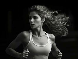 dynamisch fotografieren von weiblich Athlet ai generativ foto