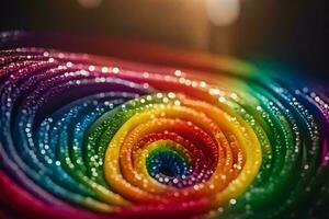 Regenbogen Süßigkeiten mit funkelt auf Es. KI-generiert foto