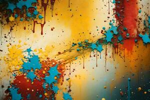 abstrakt Gemälde mit spritzt von Farbe und malen. KI-generiert foto