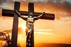 Jesus auf das Kreuz. KI-generiert foto