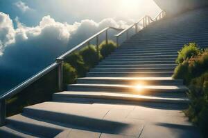 Treppe führen zu das Himmel. KI-generiert foto