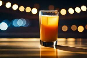 Orange Saft im ein Glas auf ein Tisch. KI-generiert foto