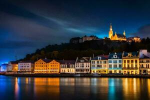 das Stadt von Oslo, Norwegen beim Nacht. KI-generiert foto