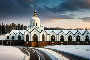 das Kirche von das heilig Kreuz im das Dorf von Krasnojarsk, Russland. KI-generiert foto