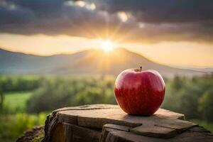 das Apfel ist ein Symbol von das Apfel Baum, welche ist das Symbol von das Apfel von Hrsg. KI-generiert foto