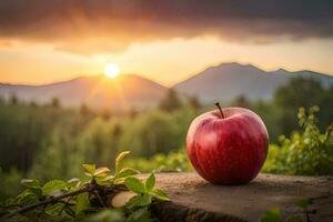 das Apfel ist ein Symbol von das Apfel Baum, welche ist das Symbol von das Apfel von Hrsg. KI-generiert foto