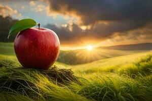 das Apfel ist ein Symbol von das Apfel Baum, welche ist ein Symbol von das Apfel von Hrsg. KI-generiert foto