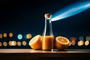 Orange Saft im ein Flasche. KI-generiert foto