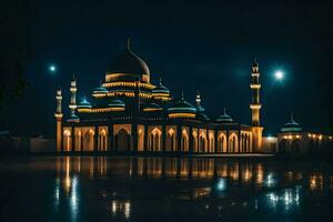 Foto Hintergrund Nacht, das Mond, das Moschee, das Mondlicht, das Mondlicht, Die. KI-generiert