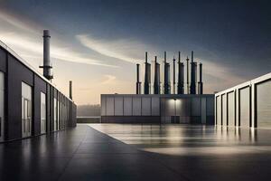 ein groß industriell Gebäude mit ein groß Fabrik. KI-generiert foto