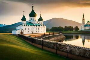 das Kirche von das heilig Kreuz im das Dorf von Krasnojarsk, Russland. KI-generiert foto