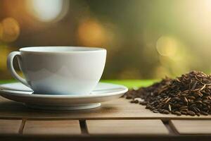 ein Tasse von Tee und ein Tasse von Kaffee. KI-generiert foto