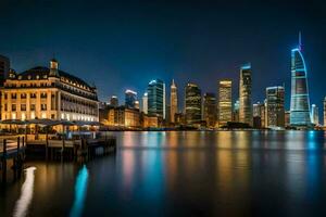 das Shanghai Horizont beim Nacht. KI-generiert foto