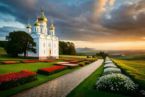 das Kirche von das heilig Kreuz im das Dorf von Krasnojarsk, Russland. KI-generiert foto