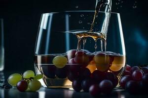 ein Glas von Wein mit Trauben und ein Glas von Wasser. KI-generiert foto