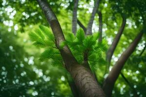 ein Baum mit Grün Blätter und Geäst. KI-generiert foto