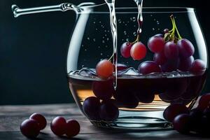 ein Glas gefüllt mit Trauben Sein gegossen in Es. KI-generiert foto