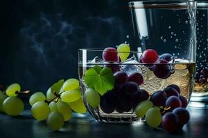 Trauben und Wasser im ein Glas. KI-generiert foto