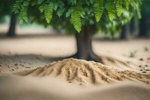 ein Baum ist wachsend aus von das Sand. KI-generiert foto