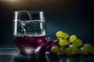 ein Glas von Wein mit Trauben und Wasser. KI-generiert foto