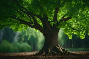 ein Baum mit Wurzeln im das Boden. KI-generiert foto