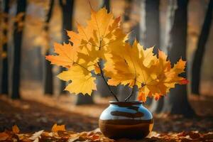 Herbst Blätter im ein Vase. KI-generiert foto