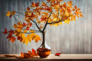 Herbst Blätter im ein Vase. KI-generiert foto