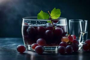 Trauben und Wein im ein Glas. KI-generiert foto