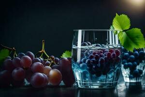 Trauben und Wasser im ein Glas. KI-generiert foto