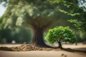 ein klein Baum ist wachsend aus von das Sand. KI-generiert foto