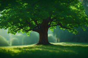 Foto Hintergrund das Himmel, Baum, Gras, Grün, Natur, Bäume, das Wald, Die. KI-generiert