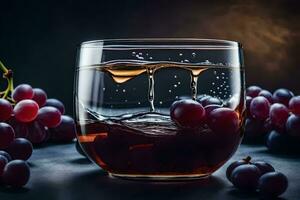 ein Glas von Wein mit Trauben. KI-generiert foto