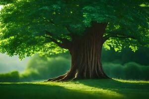 Foto Hintergrund das Himmel, Baum, Gras, Sonnenlicht, Grün, das Wald, das Bäume,. KI-generiert